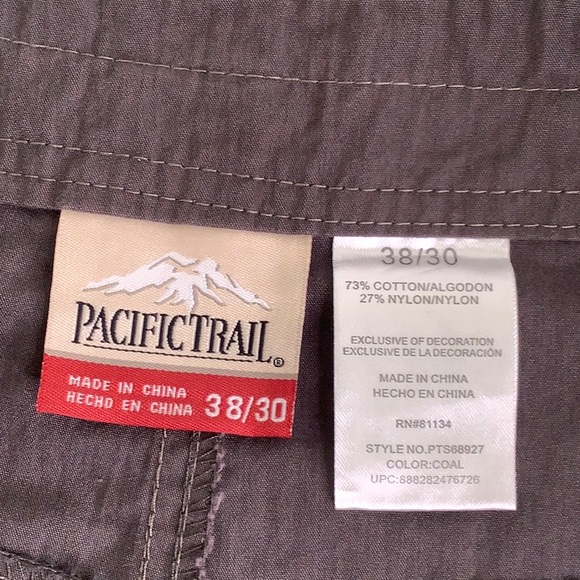 Pacific Trail Coal Relaxed fit multi pockets Cargo pants men size 38X30 NWT - Picture 8 of 13